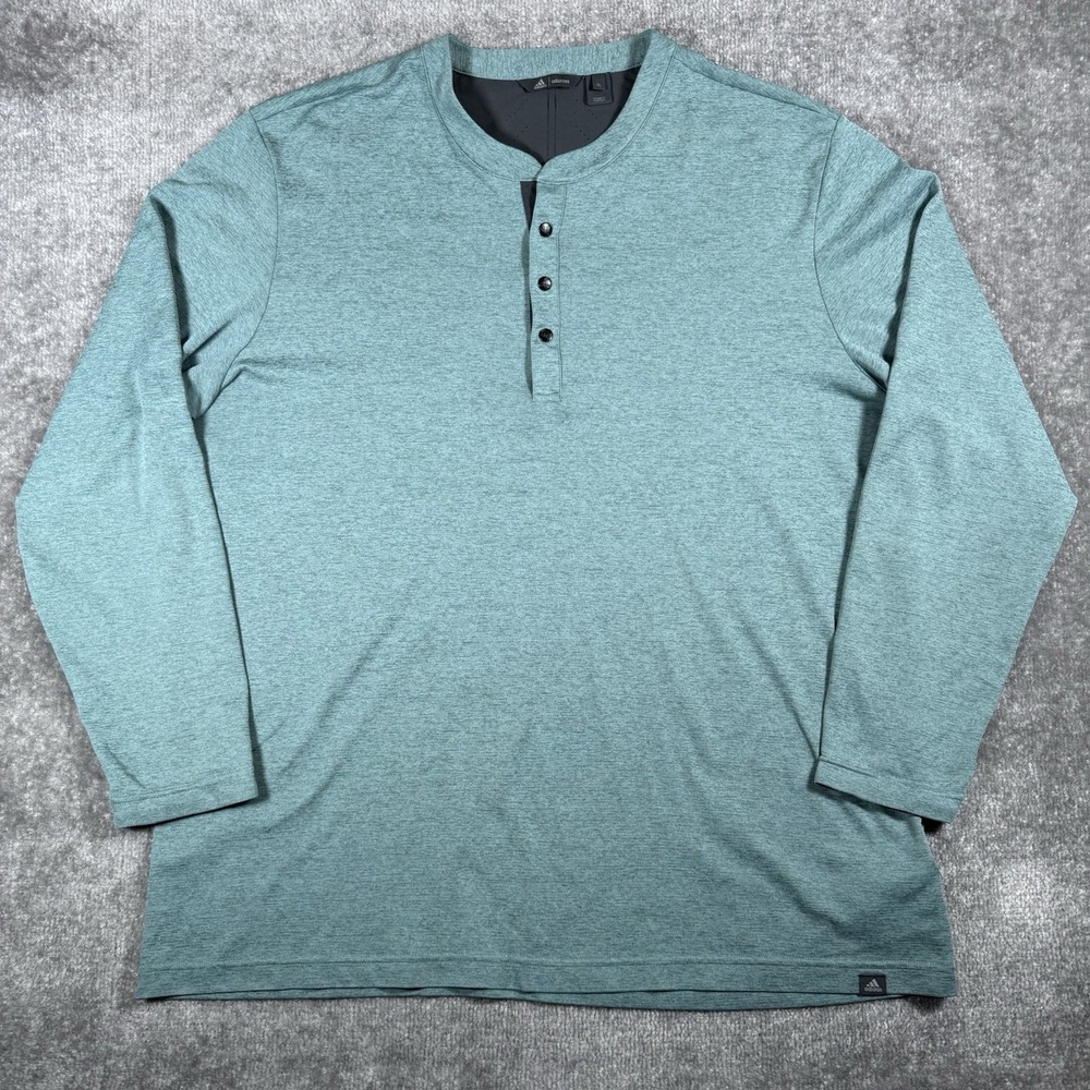 Adidas Adicross Shirt Men's XL Green Henley Long Sleeve Performance Stretch